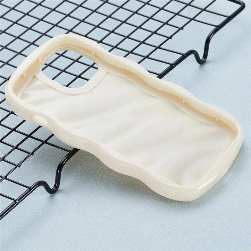 WT Series for iPhone 15 Case Wavy Edge TPU+PC Phone Cover - White