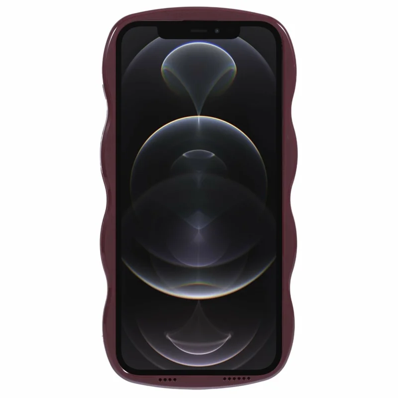 WT Series for iPhone 12 / 12 Pro Case Wavy Edge Shockproof TPU+PC Phone Cover - Wine Red