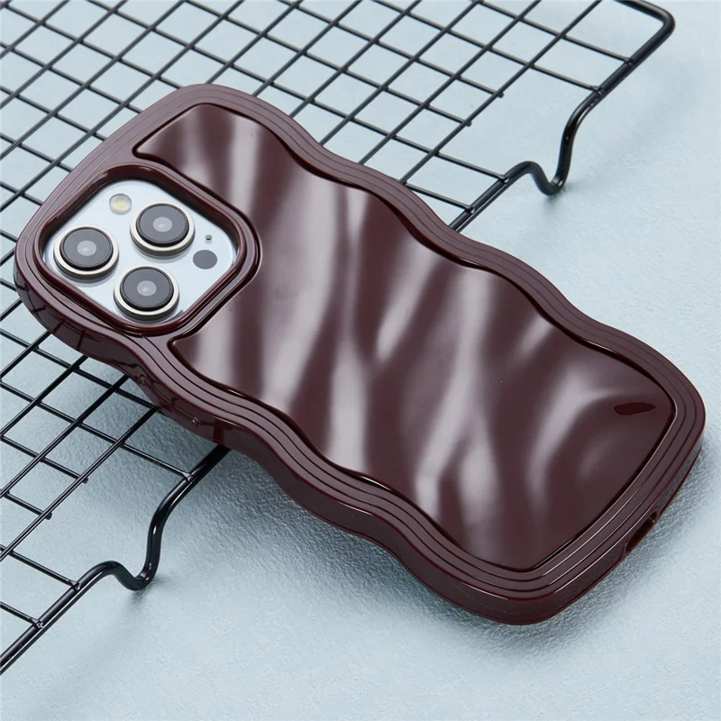 WT Series for iPhone 12 / 12 Pro Case Wavy Edge Shockproof TPU+PC Phone Cover - Wine Red