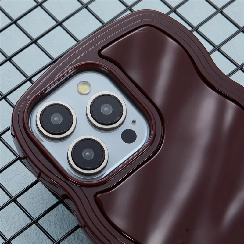 WT Series for iPhone 12 / 12 Pro Case Wavy Edge Shockproof TPU+PC Phone Cover - Wine Red