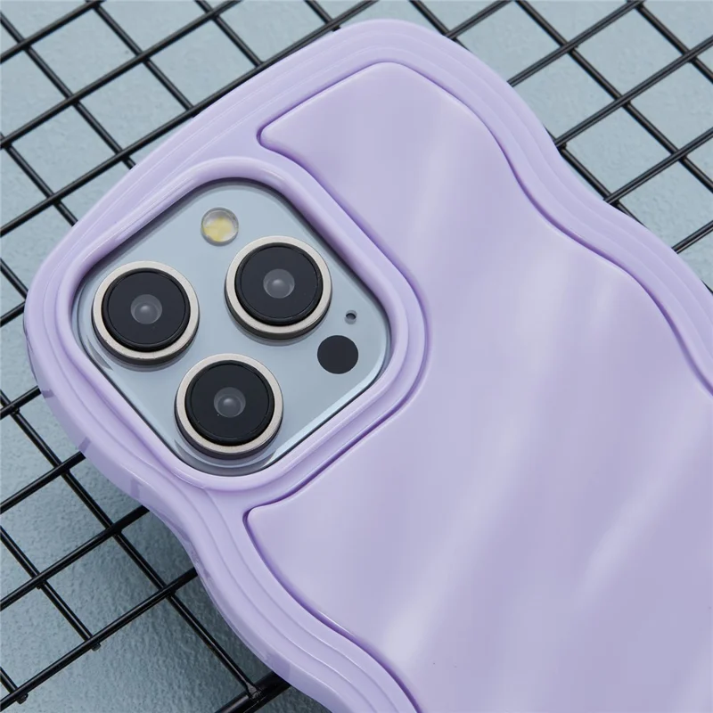 WT Series for iPhone 12 / 12 Pro Case Wavy Edge Shockproof TPU+PC Phone Cover - Purple