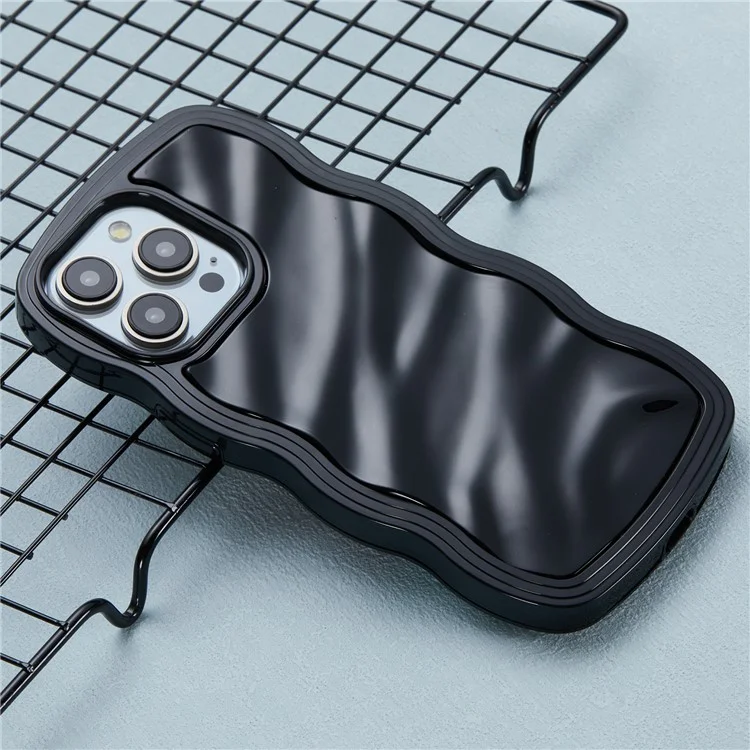 WT Series for iPhone 12 / 12 Pro Case Wavy Edge Shockproof TPU+PC Phone Cover - Black