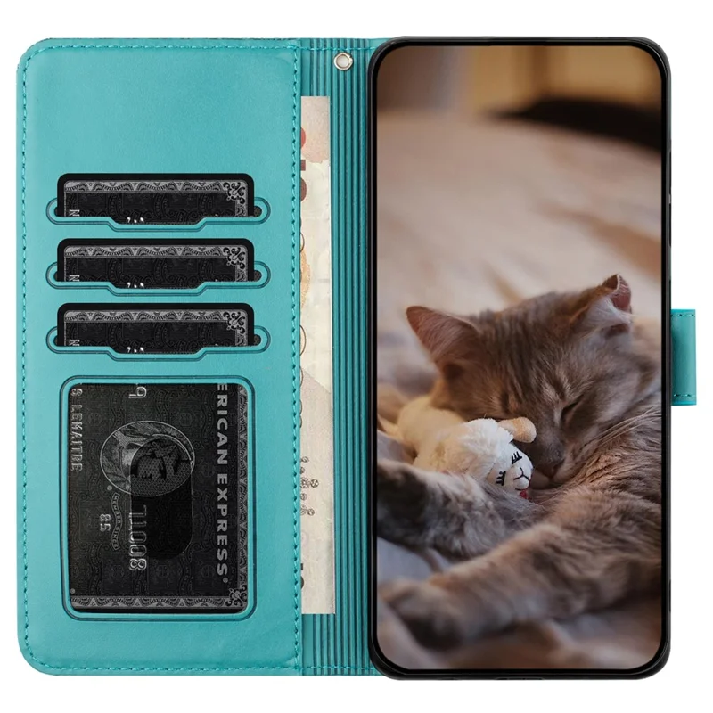 Per Xiaomi Redmi 13C 4G / 5G / 13R 5G / Poco M6 5G / Poco C65 4G Case PU Leather Wallet Cover Wall Cats Pattern - Blu