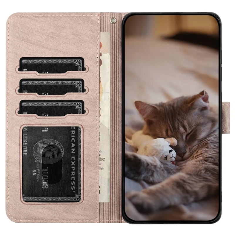 For Xiaomi Redmi 13C 4G / 5G / 13R 5G / Poco M6 5G / Poco C65 4G Case PU Leather Wallet Cover Wall Cats Pattern - Smoky Purple