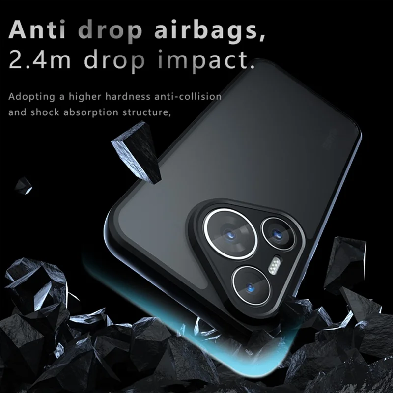 For Huawei Pura 70 Pro / Pura 70 Pro+ Case Skin-Touch TPU + PC Matte Phone Back Cover, Transparent Black