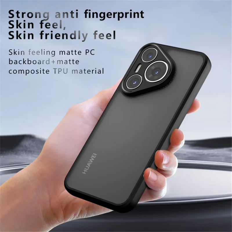 For Huawei Pura 70 Pro / Pura 70 Pro+ Case Skin-Touch TPU + PC Matte Phone Back Cover, Transparent Black
