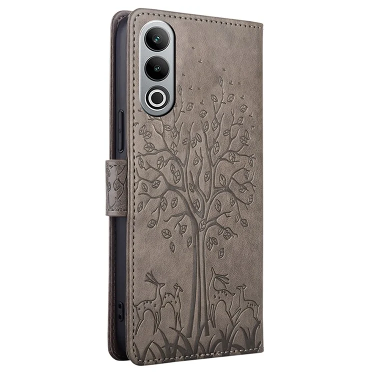 Pour OnePlus Nord CE4 5G Étui en cuir PU avec support Bookstyle Housse de téléphone Cerf imprimé - Gris