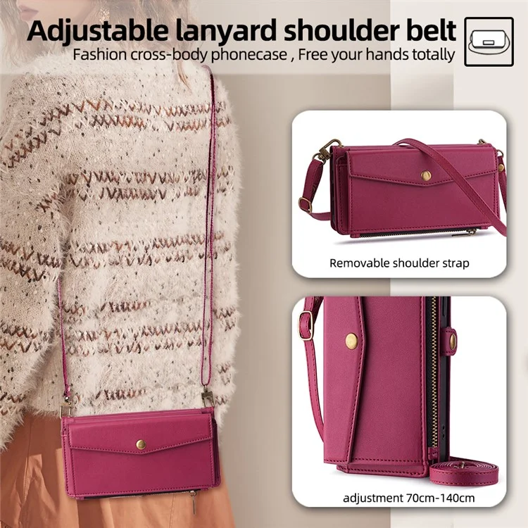 Para el caso del OnePlus Nord CE4 5G Zipper Wallet Stand Funda de Cuero - Rojo