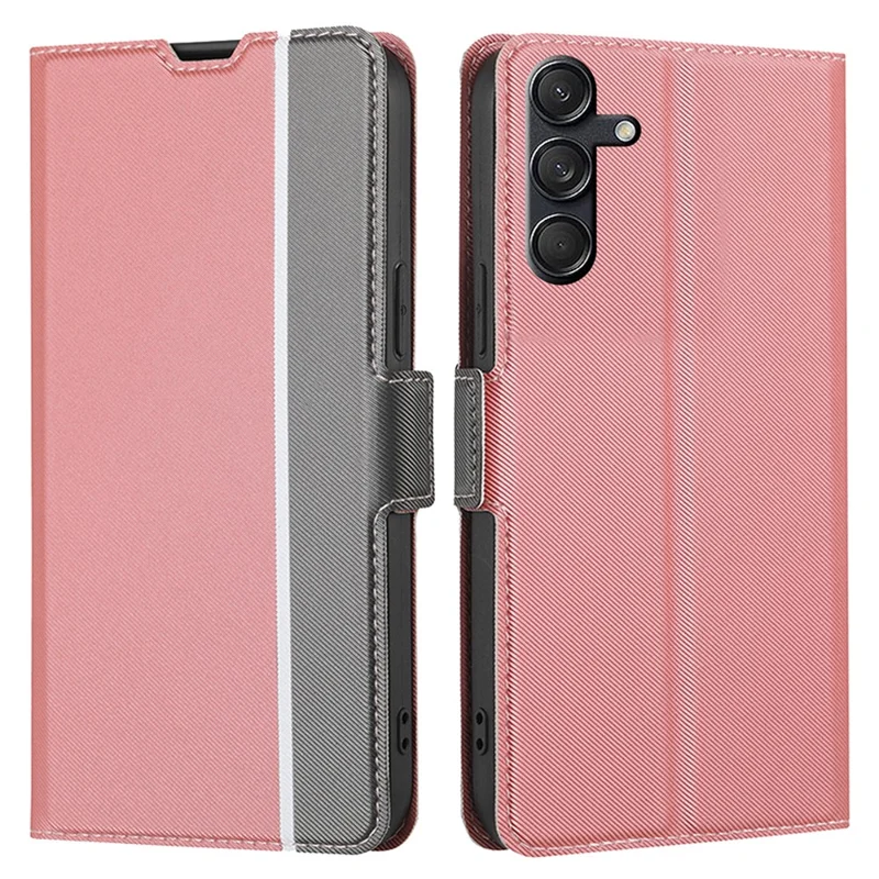 For Samsung Galaxy M55 5G / C55 5G / F55 5G Twill Texture Case Card Slots Leather Protection Phone Cover - Pink