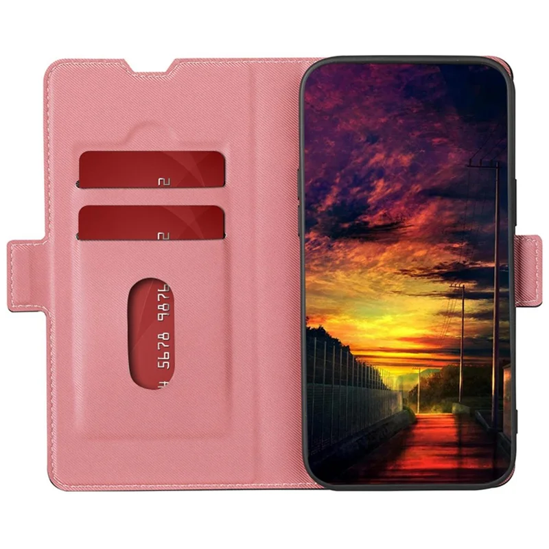 For Samsung Galaxy M55 5G / C55 5G / F55 5G Twill Texture Case Card Slots Leather Protection Phone Cover - Pink