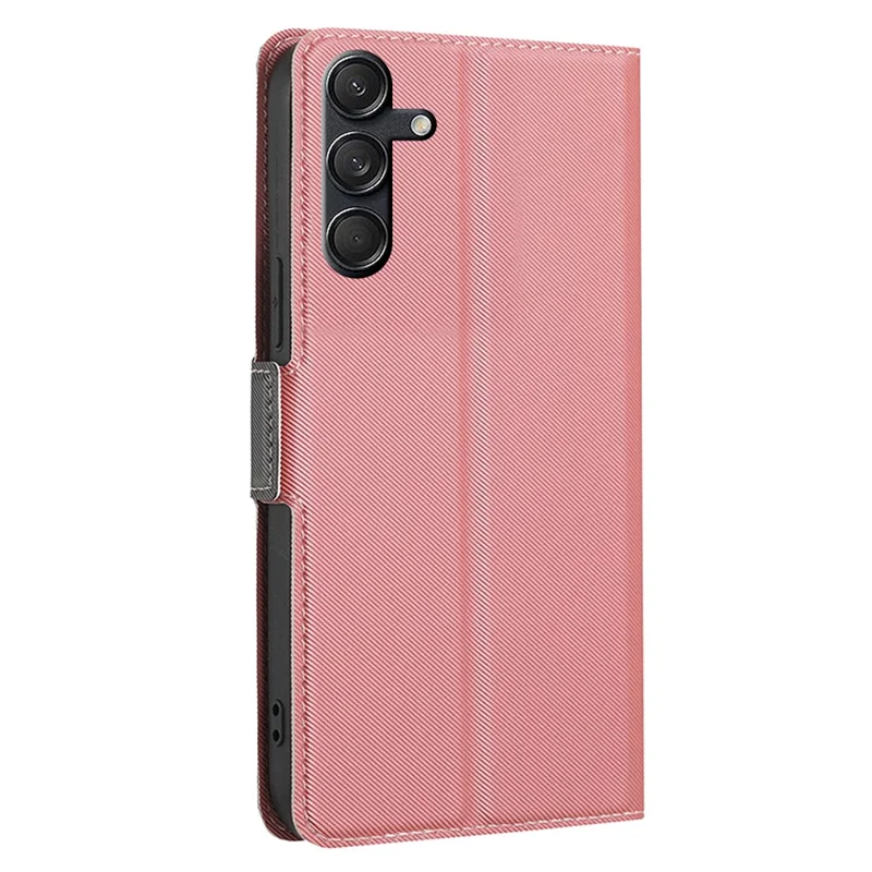 For Samsung Galaxy M55 5G / C55 5G / F55 5G Twill Texture Case Card Slots Leather Protection Phone Cover - Pink