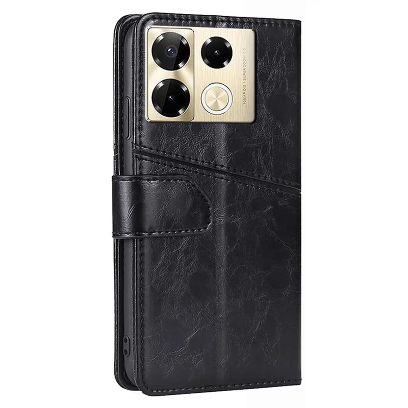 For Infinix Note 40 Pro 4G Case Geometric Splicing Leather Wallet Stand Phone Cover - Black