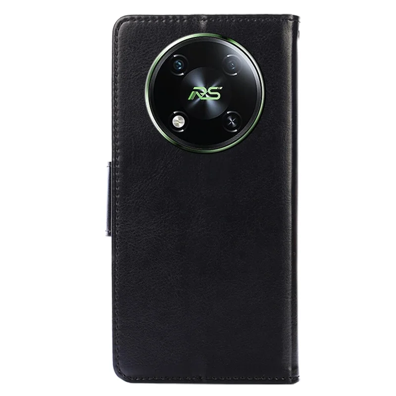 For itel RS4 4G Case Leather Wallet Phone Cover with Viewing Stand 2 Card Holder - Black