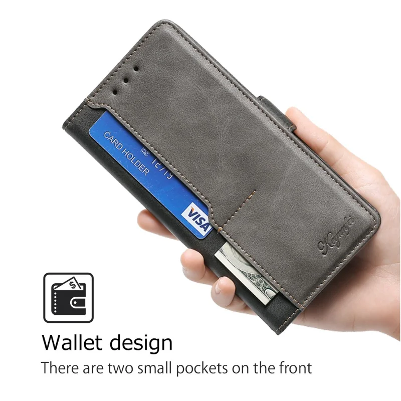Чехол-книжка для vivo Y03 Wallet Cover Colour Splicing PU Leather Flip Folio Phone Case - черный+серый