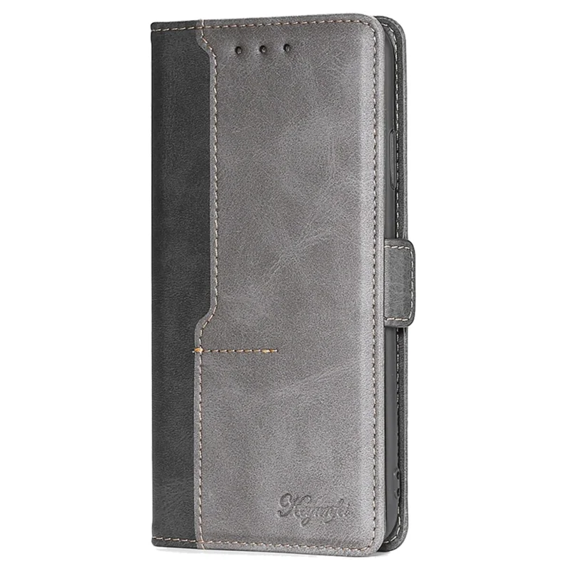 Чехол-книжка для vivo Y03 Wallet Cover Colour Splicing PU Leather Flip Folio Phone Case - черный+серый
