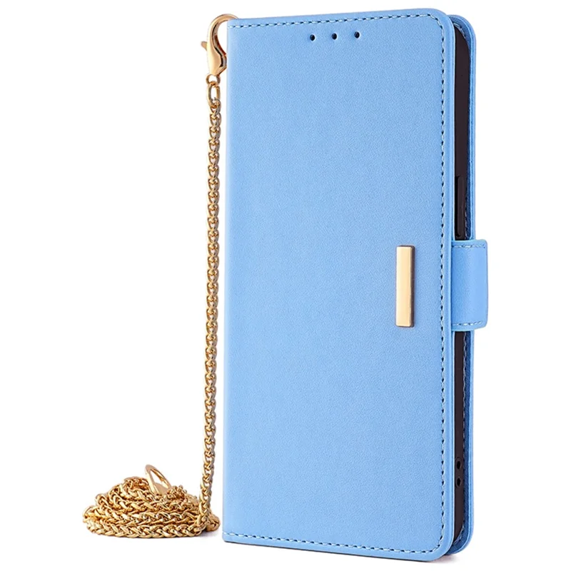 For vivo Y03 Wallet Case PU Leather Card Slots Flip Phone Cover with Crossbody Strap - Blue