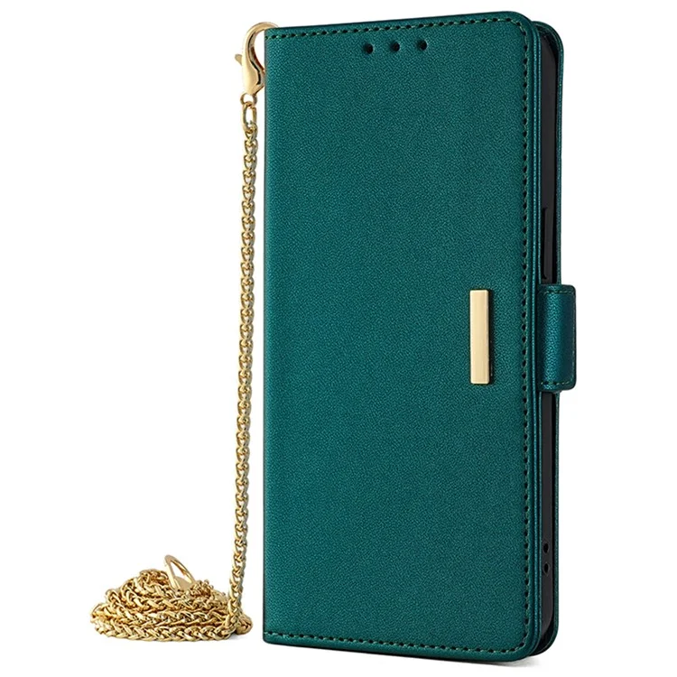 For vivo Y03 Wallet Case PU Leather Card Slots Flip Phone Cover with Crossbody Strap - Green