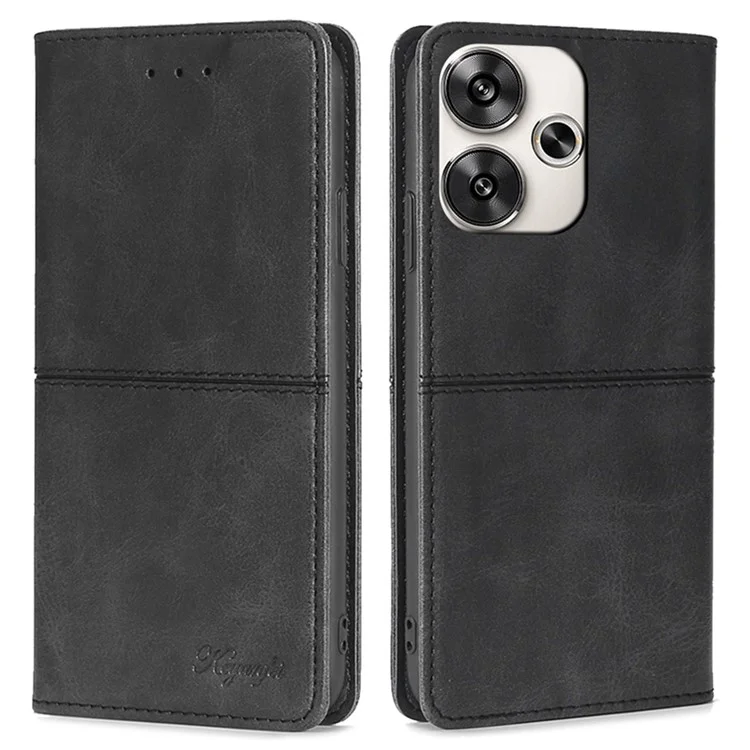 Para Xiaomi Redmi Turbo 3 5G / Poco F6 5G Funda de Tapa con Ranuras para Tarjetas Cuero PU Soporte Cierre Magnético Cubierta de Teléfono - Negro