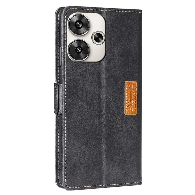 Per Xiaomi Redmi Turbo 3 5G / Poco F6 5G Custodia Colore Splicing Pelle Anti-Caduta Cover con Portafoglio - Nero+Grigio
