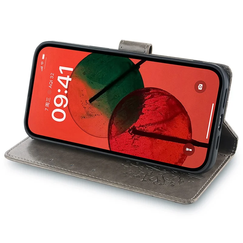 Futerał na Xiaomi Redmi Turbo 3 5G / Poco F6 5G z kieszenią, imitacją skórzaną z nadrukiem jelenia - Szary