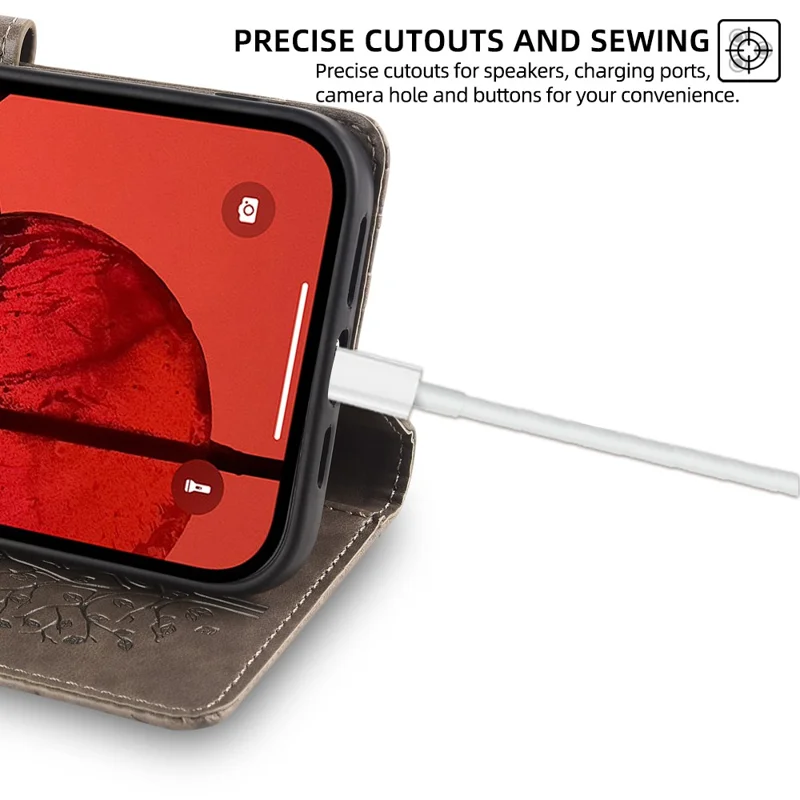 Futerał na Xiaomi Redmi Turbo 3 5G / Poco F6 5G z kieszenią, imitacją skórzaną z nadrukiem jelenia - Szary