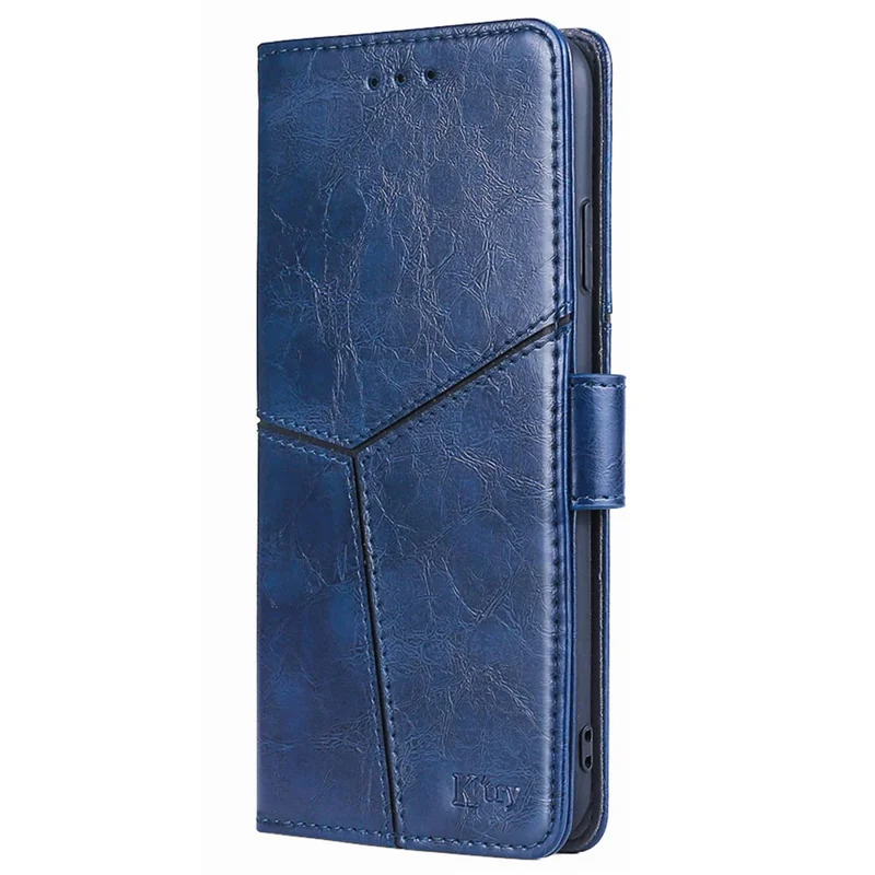 For Google Pixel 8a Geometric Splicing Case Leather Wallet Stand Phone Cover - Blue