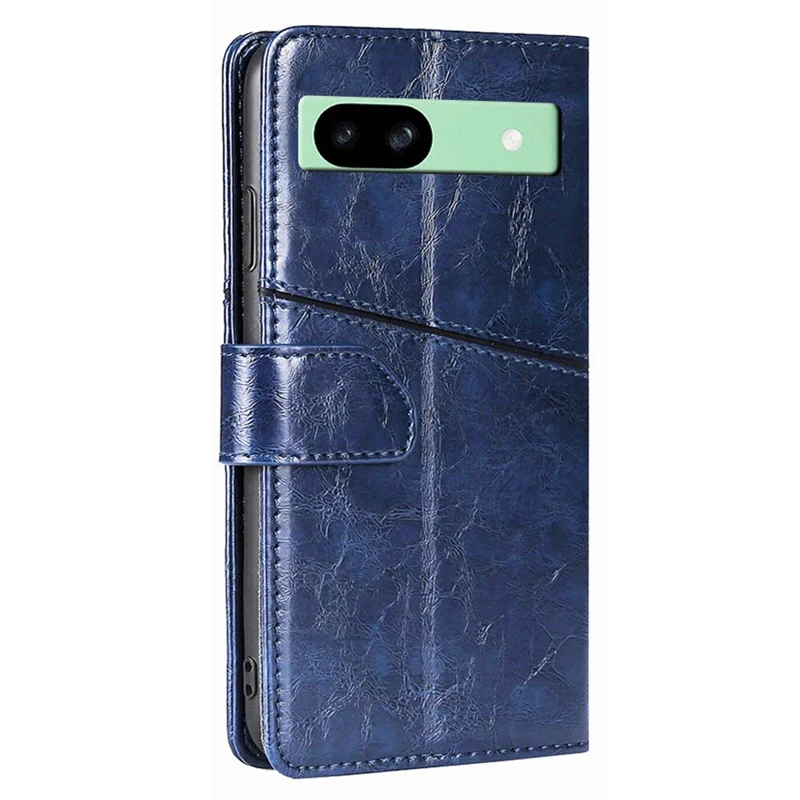 For Google Pixel 8a Geometric Splicing Case Leather Wallet Stand Phone Cover - Blue