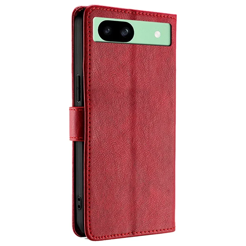 For Google Pixel 8a Phone Case Zipper Pocket PU Leather Stand Cover with Strap - Red