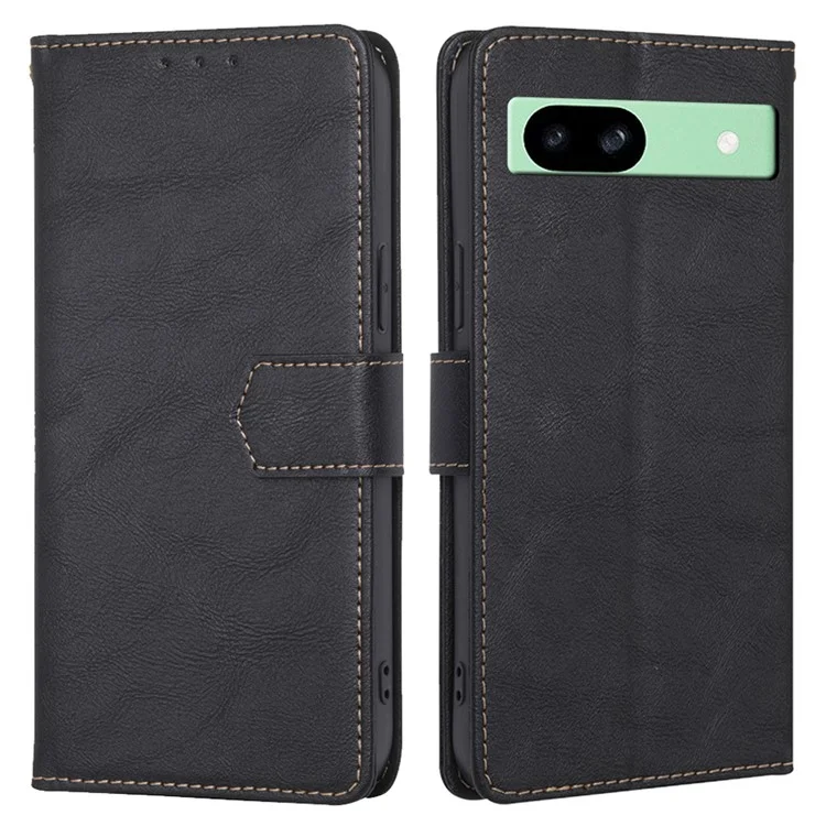 Pour Google Pixel 8a Case Magnetic Clasp RFID Blocking Wallet Leather Phone Cover - Black