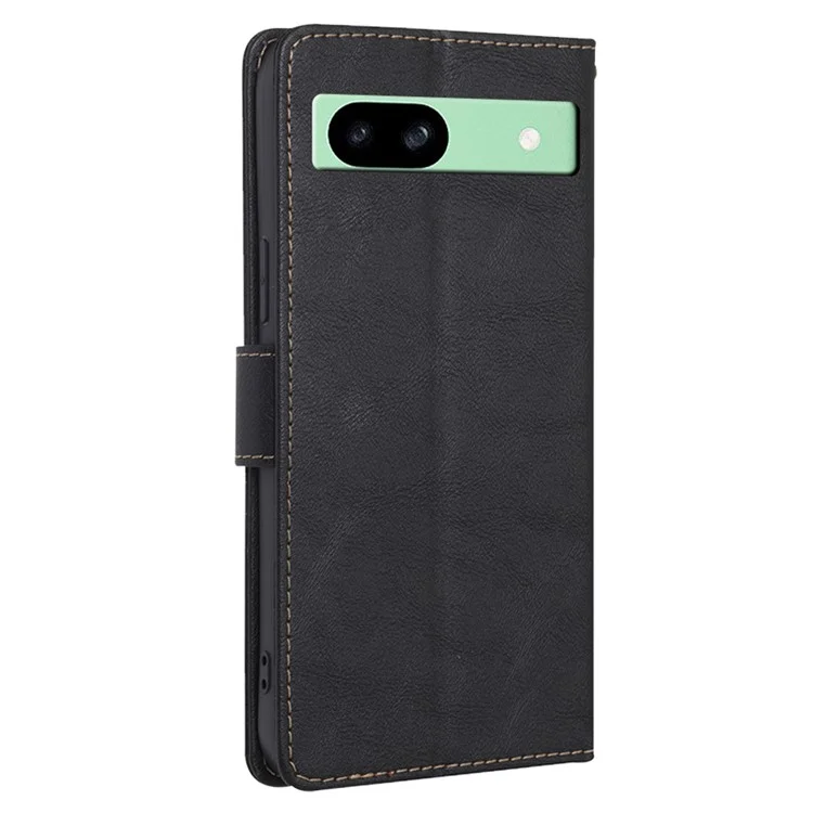 Pour Google Pixel 8a Case Magnetic Clasp RFID Blocking Wallet Leather Phone Cover - Black