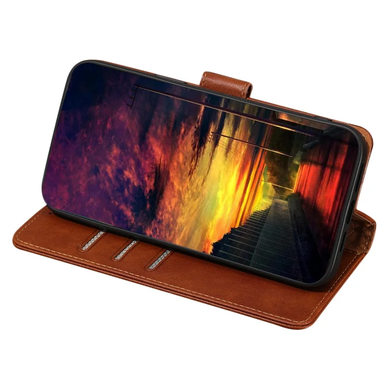 For Google Pixel 8a Case Magnetic Clasp RFID Blocking Wallet Leather Phone Cover - Brown