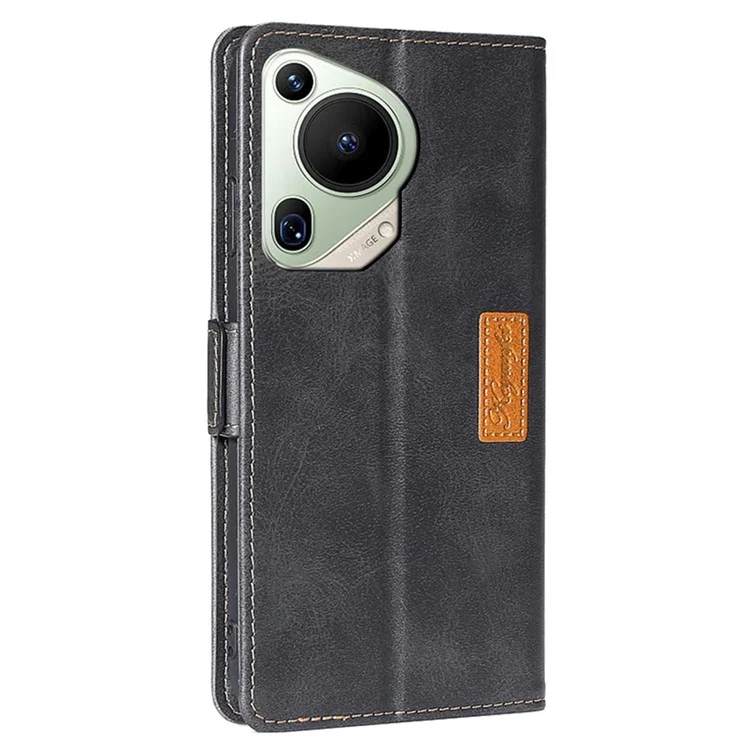 Pour Huawei Pura 70 Ultra Dual Color Splicing Case Leather Wallet Phone Cover - Noir+Gris