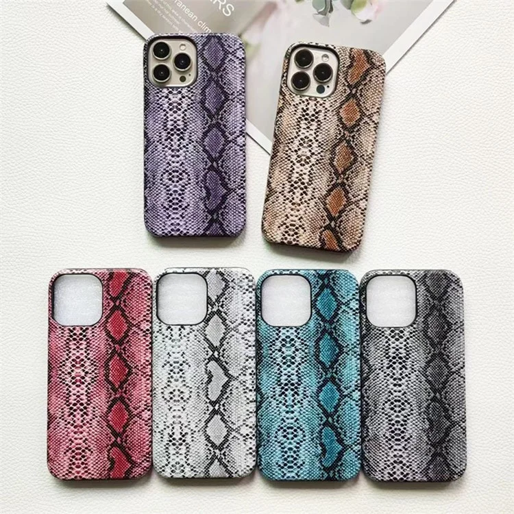 Capa Protetora de PC+PU Leather para iPhone 14 Pro, Textura de Cobra (Não Cobre Completamente) - Azul