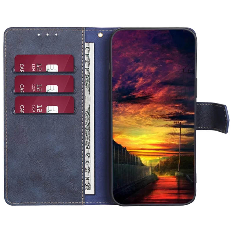 For TCL 505 RFID Blocking Leather Cover with Wallet Cell Phone Accessories   - Blue