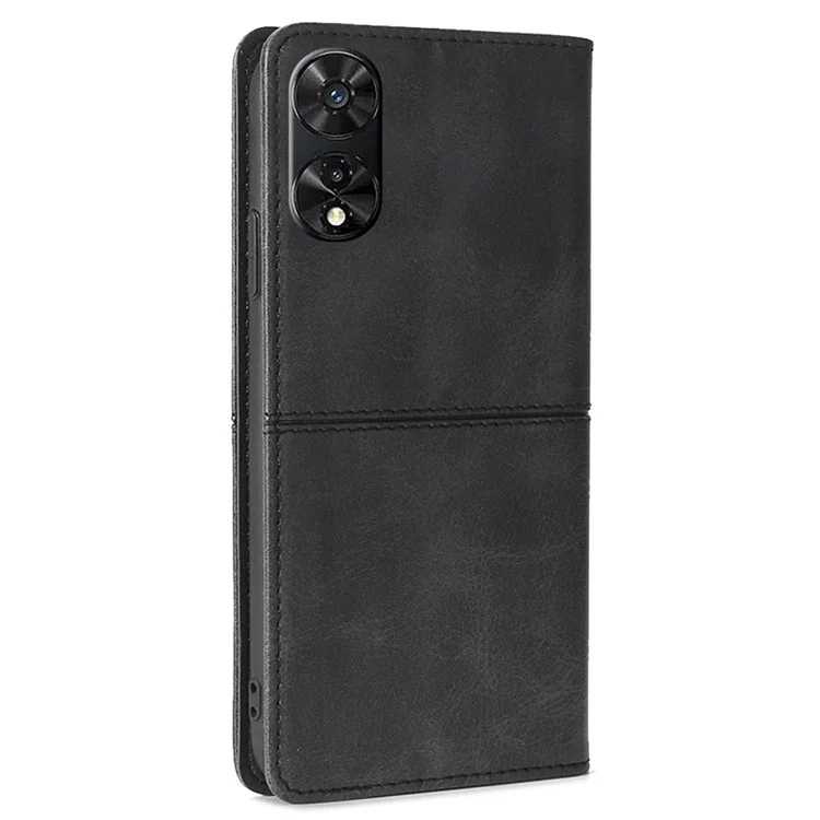 Per TCL 505 Case Cowhide Texture Magnetic Closing Leather Card Holder Phone Cover - Nero