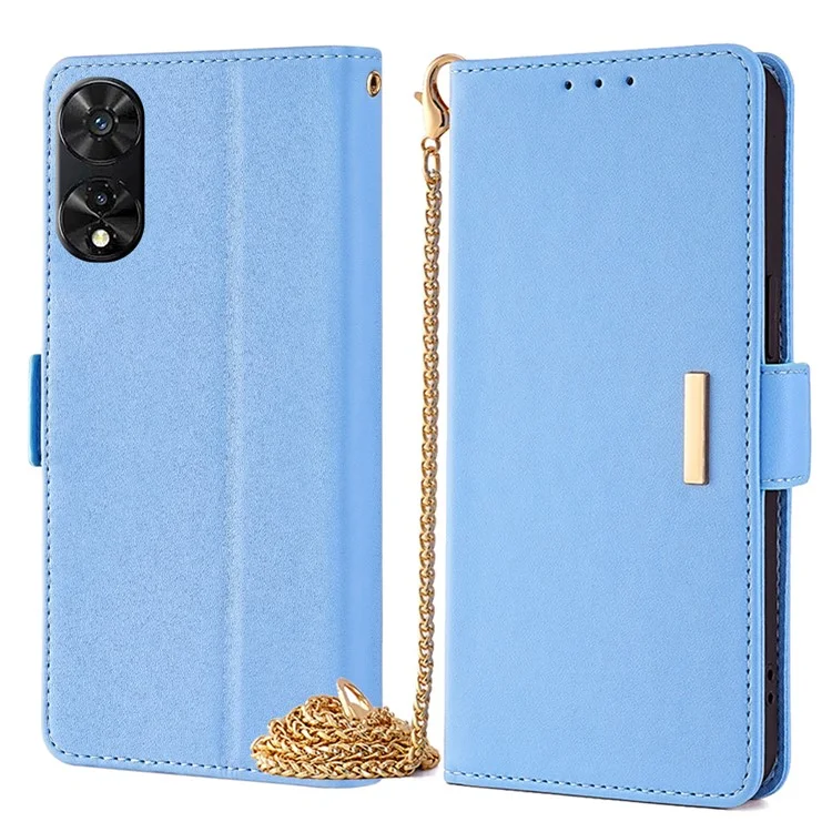 Für TCL 505 Wallet Case Anti-Scratch PU Leder Kartensteckplätze Handyhülle mit Riemen - Blau