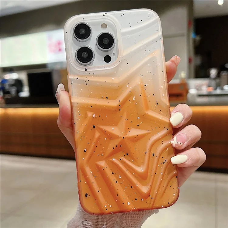 Per iPhone 14 Pro Max Star Decor Mobile Phone Case Gradient Color Slim-Fit TPU Phone Shell - Orange