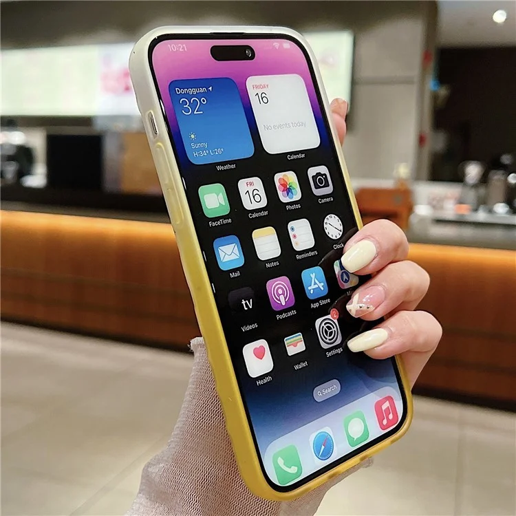 Per iPhone 14 Pro Max Star Decor Mobile Phone Case Gradient Color Slim-Fit TPU Phone Shell - Orange