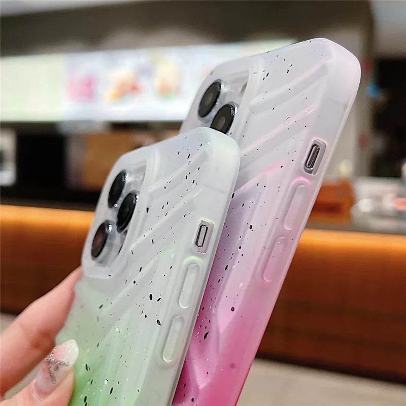 For iPhone 15 Pro Max Case Raised Star Pattern Gradient TPU Anti-drop Phone Cover - Lake Blue