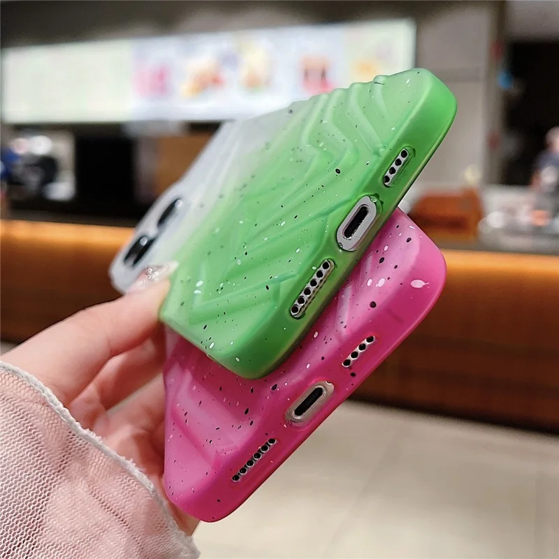 For iPhone 15 Pro Max Case Raised Star Pattern Gradient TPU Anti-drop Phone Cover - Lake Blue