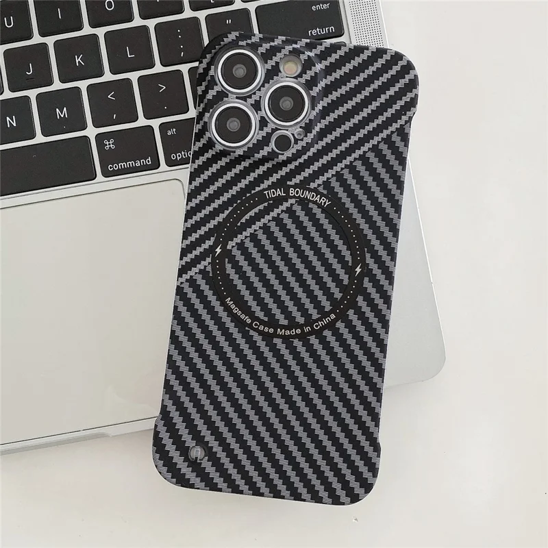 For iPhone 14 Pro Max Anti-scratch Case Frameless PC Phone Back Cover Compatible with Magsafe - Blue