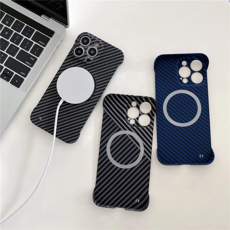 For iPhone 14 Pro Max Anti-scratch Case Frameless PC Phone Back Cover Compatible with Magsafe - Blue