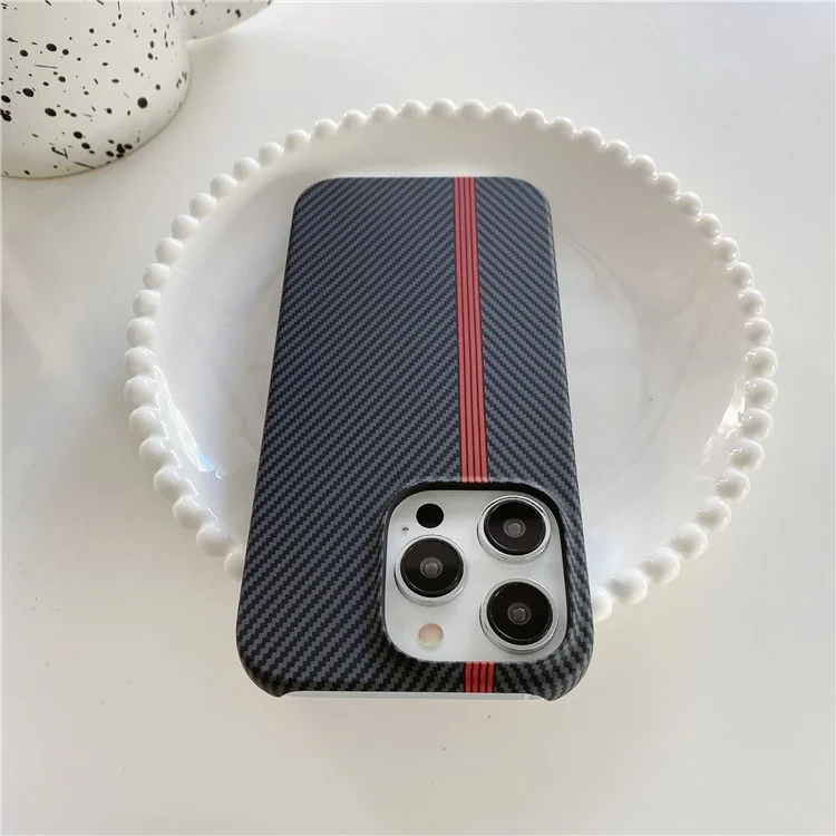 Para iPhone 14 Pro Incomplete Phone Case Textura de fibra de carbono Forro de microfibra + Cubierta trasera de PC - Negro