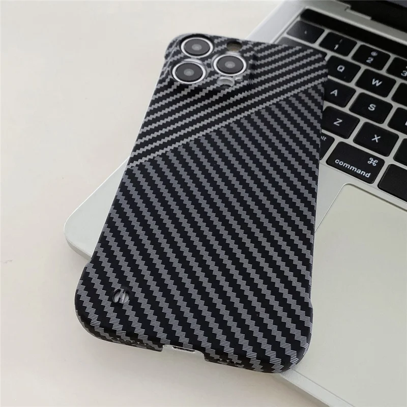 For iPhone 14 Pro PC Case Frameless Phone Protective Cover Slim-Fit Protection Shell - Black+Black