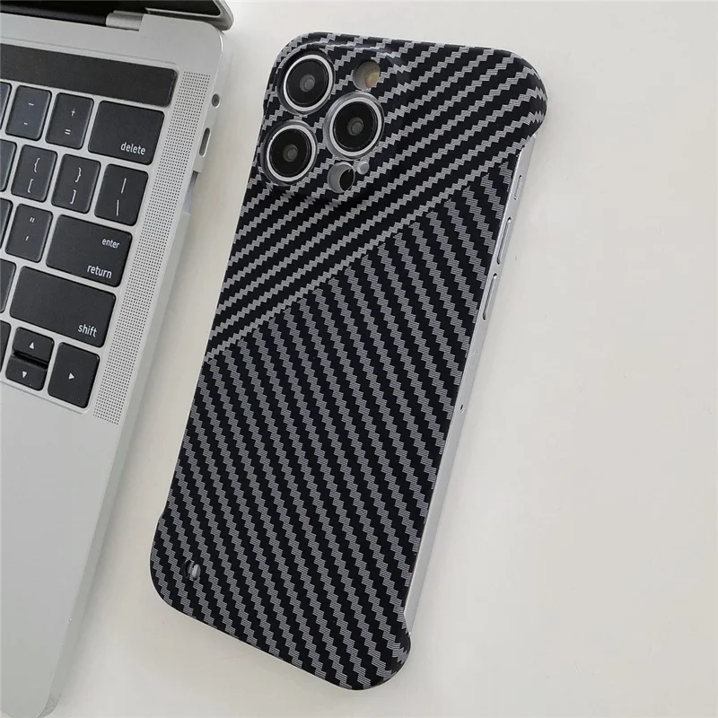 For iPhone 14 Pro PC Case Frameless Phone Protective Cover Slim-Fit Protection Shell - Black+Black