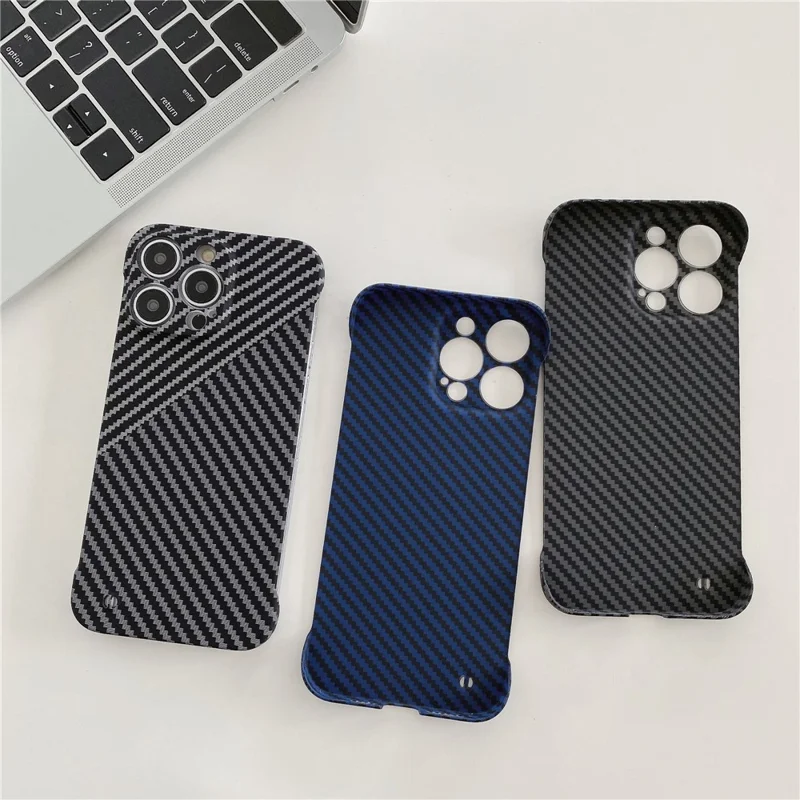 For iPhone 14 Pro PC Case Frameless Phone Protective Cover Slim-Fit Protection Shell - Black+Black