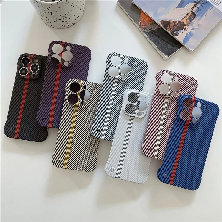 Funda de teléfono celular con textura de fibra de carbono para iPhone 14 Pro - Negro