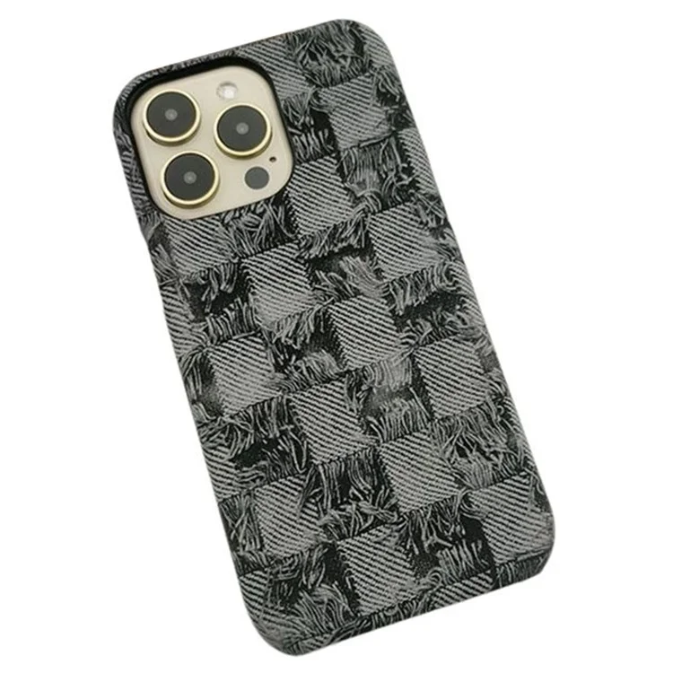 Für iPhone 15 Pro Max Großhandelshülle PU-Leder + PC Telefon-Schutzabdeckung Jeans-Textur-Design - Schwarz