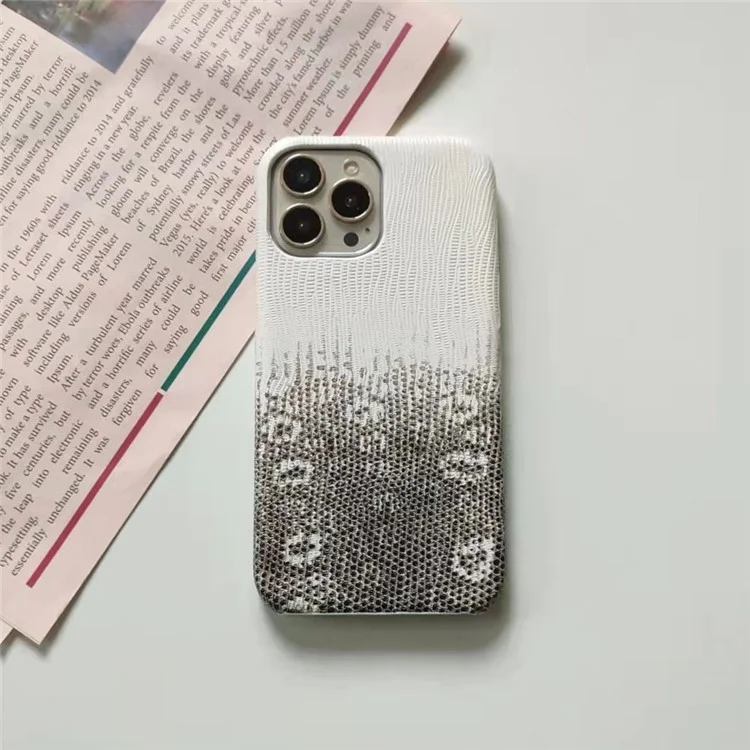 Für das iPhone 14 Pro Phone Cover Gradient Color PU Leder+PC Anti-Drop Phone Case - Weiß