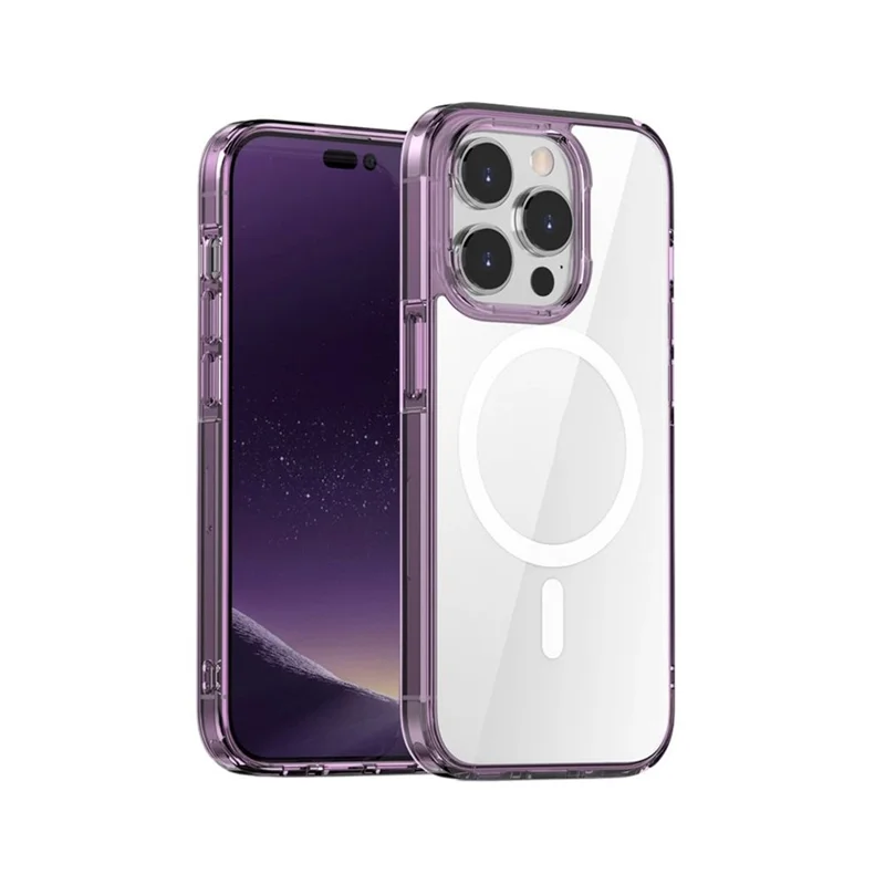MOCOLO K28 For iPhone 15 Pro Clear Case PC + TPU Back Phone Shell Compatible with MagSafe (MOQ: 100) - Purple